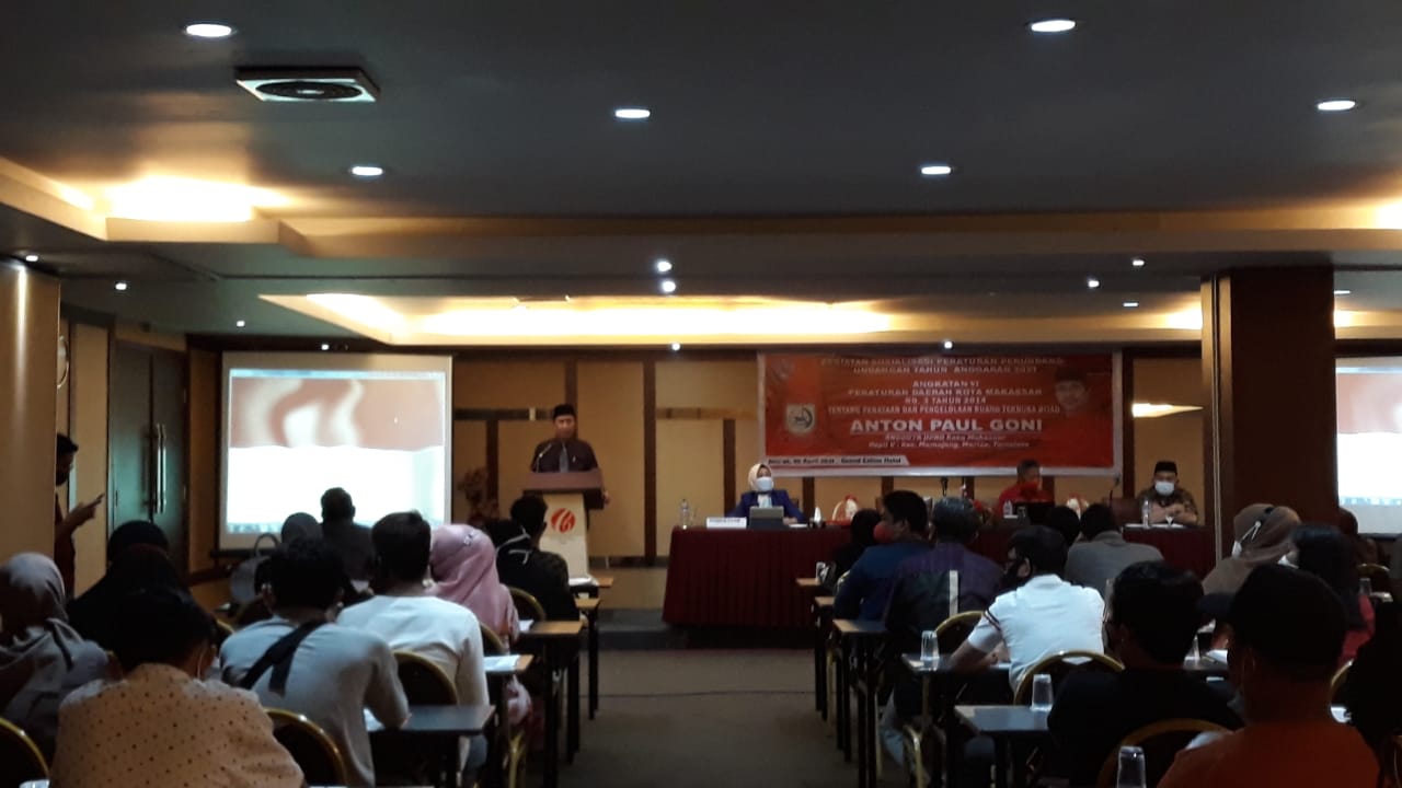 Suasana ruangan sosialisasi RTH oleh anggota DPRD Kota Makassar, Anton Paul Goni 